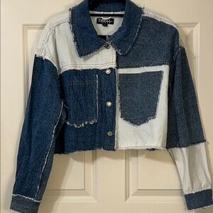 Thrill Patchwork Denim Cropped Jacket